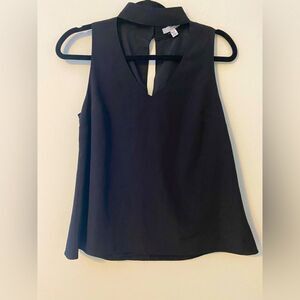 H by Halston, Black, Sleeveless, Key-Hole Blouse, Size XS